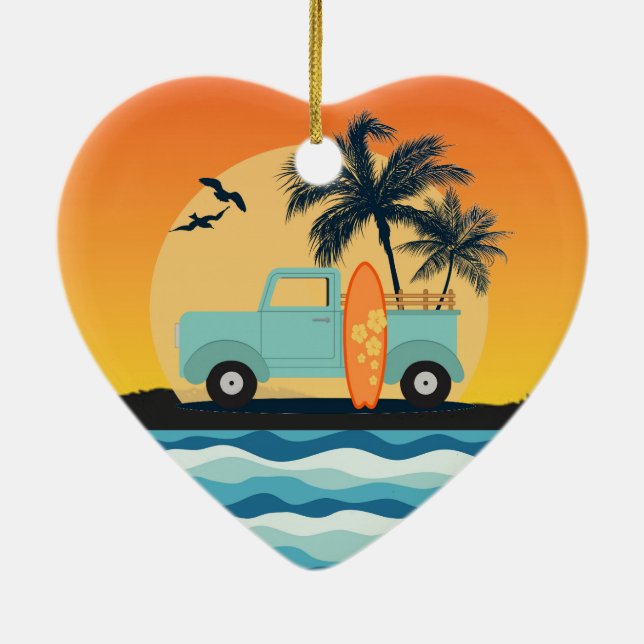 Ornamento Cerâmico Retro Surfing (Verso)