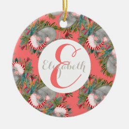 Ornamento Cerâmico Rosa De Natal Da Koala Personal