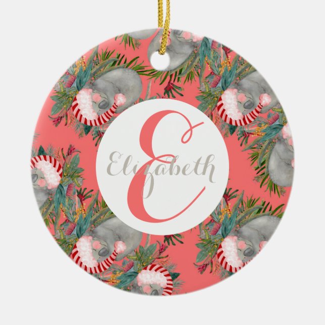 Ornamento Cerâmico Rosa De Natal Da Koala Personal (Frente)