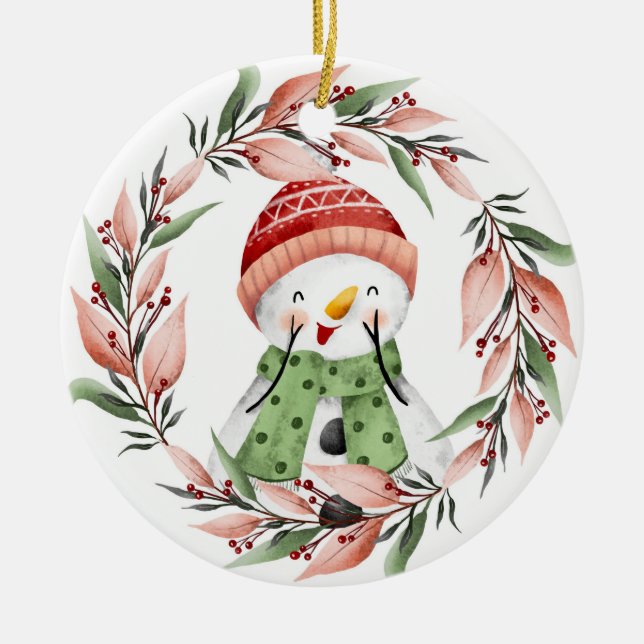 Ornamento cerâmico Snowman (Frente)