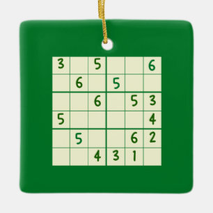 Ornamento cerâmico Sudoku Quebra-cabeça 6x6