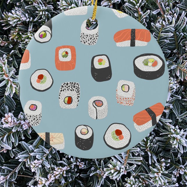 Ornamento Cerâmico Sushi (Japanese sushi Christmas ornament)