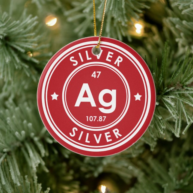 Ornamento Cerâmico Vermelho De Elemento De Prata (Árvore)