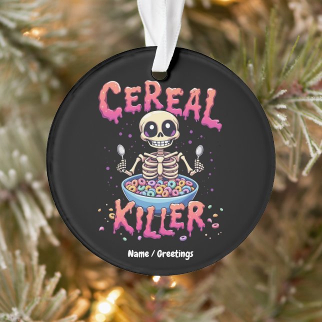 Ornamento Cereal Killer Breakfast Cereal Engraçado Skeleton (Árvore)