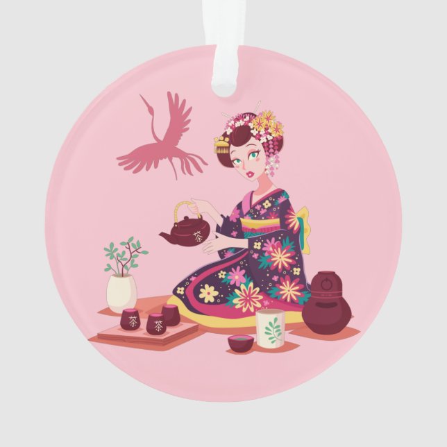 Ornamento Cerimônia de chá japonesa, Crane (Verso)