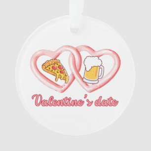 Ornamento Cerveja de pizza de data de dia de os namorados