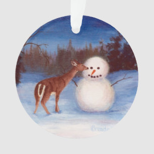 Ornamento Cervos e boneco de neve da curiosidade