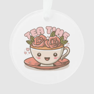 Ornamento Chá Hora Rosa Chá Kawaii