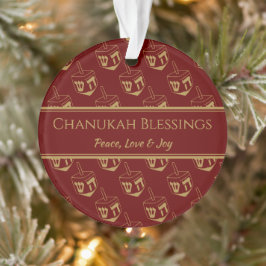 Ornamento CHANUKAH BLESSINGS Customized Dreidel Burgundy