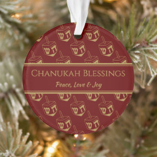 Ornamento CHANUKAH BLESSINGS Customized Dreidel Burgundy