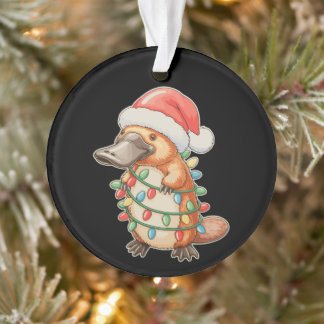 Ornamento Chapéu de Papai Noel Ornitorrinco Luzes de Natal P
