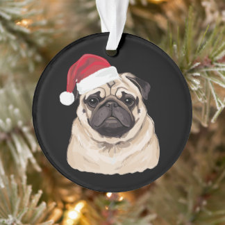 Ornamento Chapéu de Papai Noel Pug Pugmas Natal Férias