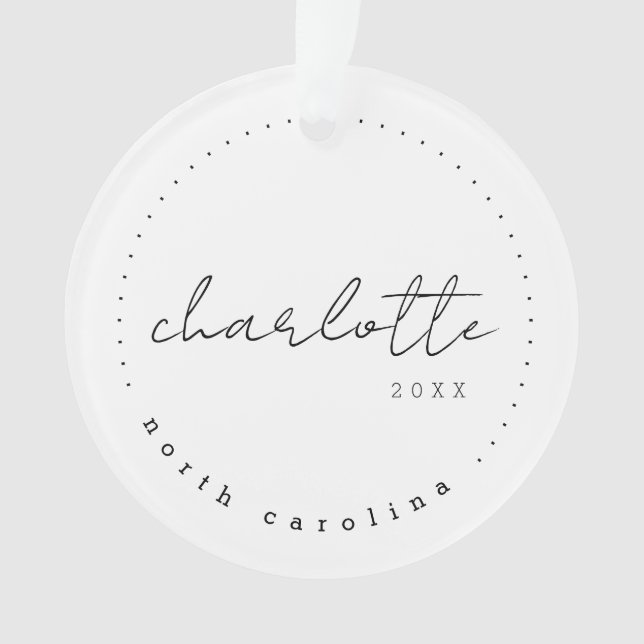 Ornamento Charlotte North Carolina Viagem USA Simple (Frente)