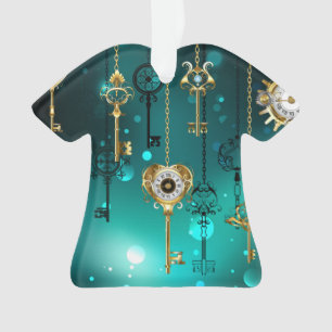 Ornamento Chaves de Esqueleto Anticas em Fundo Verde