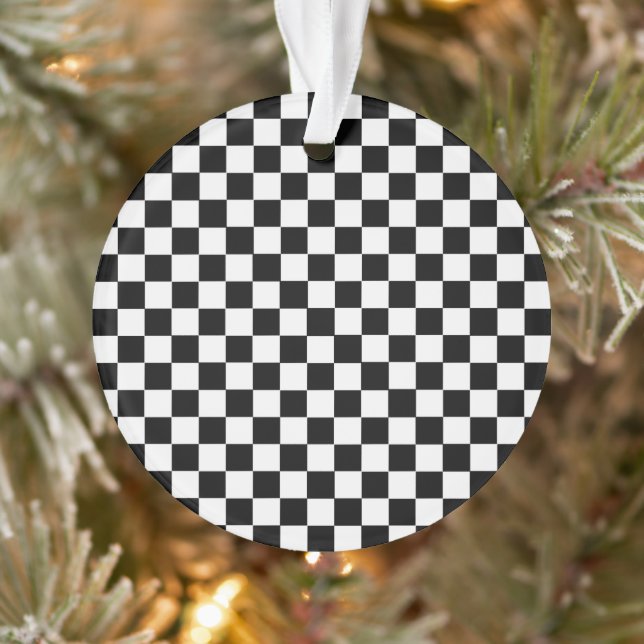 Ornamento Checkerboard preto e branco clássico por STaylor (Árvore)