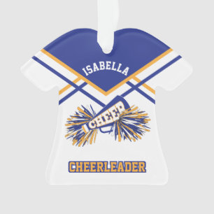Ornamento Cheerleader azul, Dourado e branco
