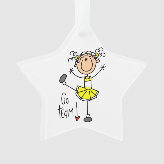 Ornamento Cheerleader da Equipe de Ir Amarelo (Frente)