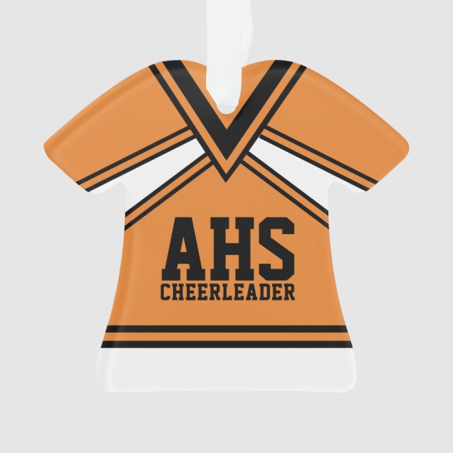 Ornamento Cheerleader Laranja e Preto com Letras de Variedad (Frente)