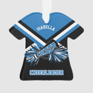 Ornamento Cheerleader preto, azul e branco