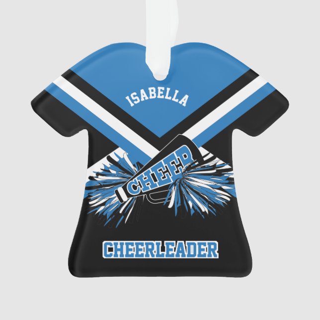 Ornamento Cheerleader preto, azul e branco (Frente)