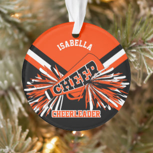 Ornamento Cheerleader Preto, Laranja e Branco