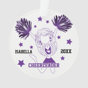 Ornamento Cheerleader roxo e branco
