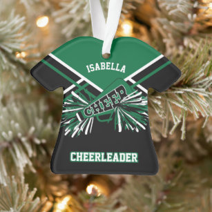 Ornamento Cheerleader Verde, Branco e Preto Escuro
