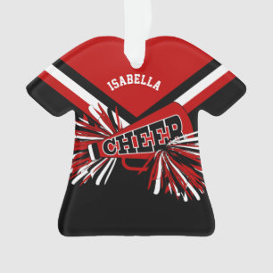 Ornamento Cheerleader vermelho escuro, preto e branco