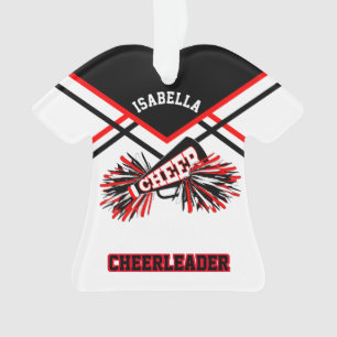 Ornamento Cheerleader vermelho, preto e branco