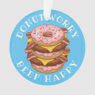 Ornamento Cheeseburger feliz do bacon da carne engraçada da