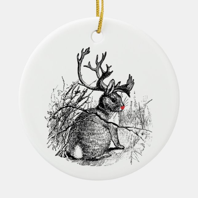 Ornamento cheirado vermelho de Jackalope (Frente)