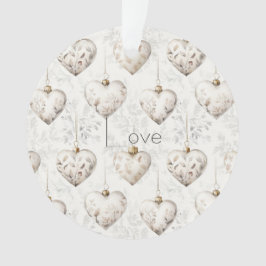 Ornamento Chic Cream Grey Hearts Ornaments  