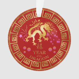 Ornamento Chinês Zodiac Dragon Red/Dourado ID542