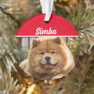 Ornamento Chow Chow Chow Dog com Nome e Foto de Natal