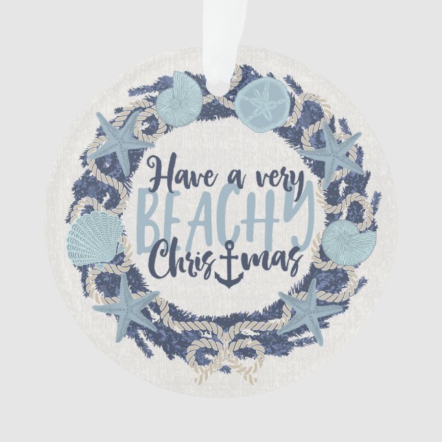 Ornamento Christmas Coastal Tropical Sea Shell Wreath - Blue (Frente)