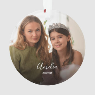 Ornamento Christmas Custom 2-photo White Script