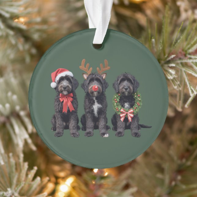 Ornamento Christmas Dog Black Goldendoodle Doodle Mom Winter (Árvore)