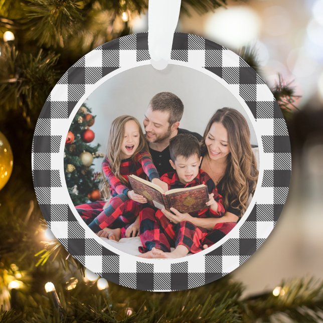 Ornamento Christmas Family Photo Black and White Bufalo (Criador carregado)