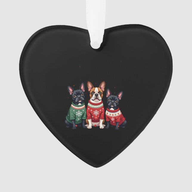 Ornamento Christmas French Bulldogs Xmas Frenchie Dog 4 (Frente)