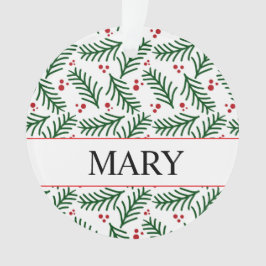 Ornamento Christmas Greenery Berries NAME Modern Holiday