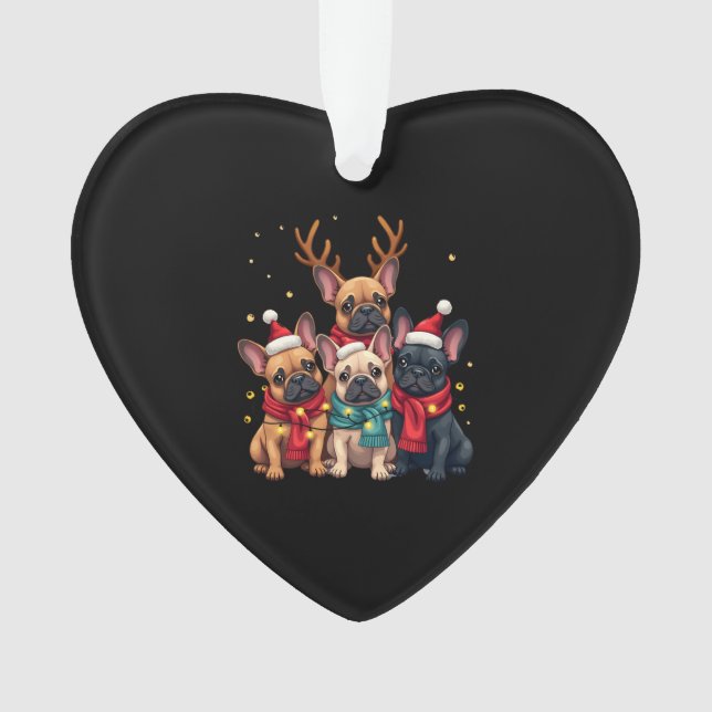 Ornamento Christmas Lights French Bulldogs Xmas Frenchie Dog (Frente)