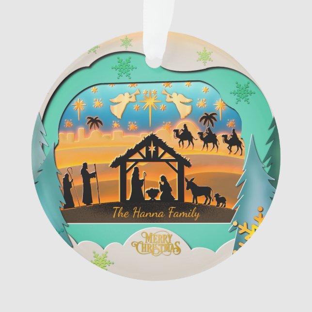 Ornamento Christmas Nativity Scene 3D | Religious Holiday  (Frente)