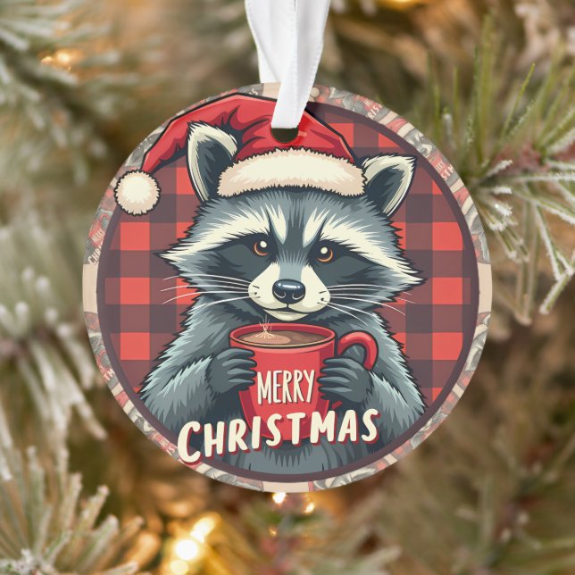 Ornamento Christmas Raccoon Cocoa Cheer (Árvore)