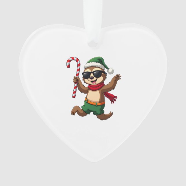 Ornamento Christmas Sloth Elf Peppermint Candy Cane Shirt Gi (Frente)