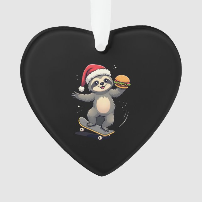 Ornamento CHRISTMAS SLOTH Funny Christmas Skateboard Sloth ( (Frente)
