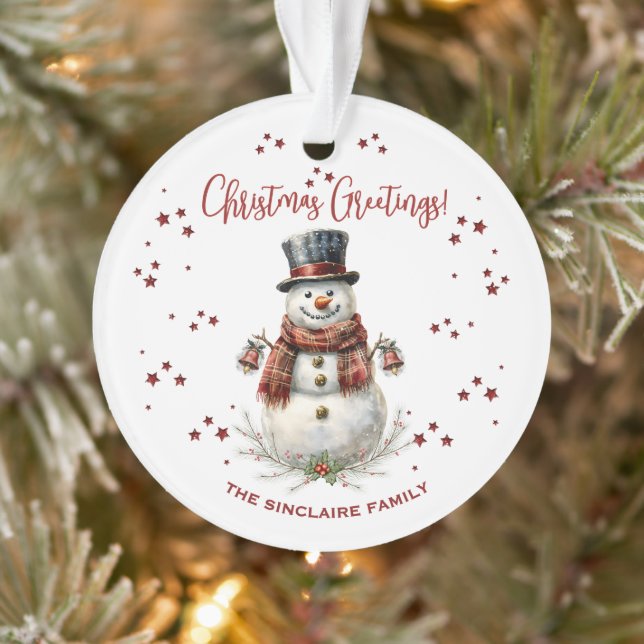 Ornamento Christmas Snowman Holiday With Name (Árvore)