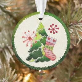 Ornamento Christmas Tree and Stocking Whimsey