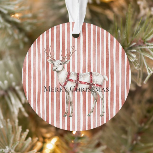 Ornamento Christmas White Peppermint Deer (Árvore)