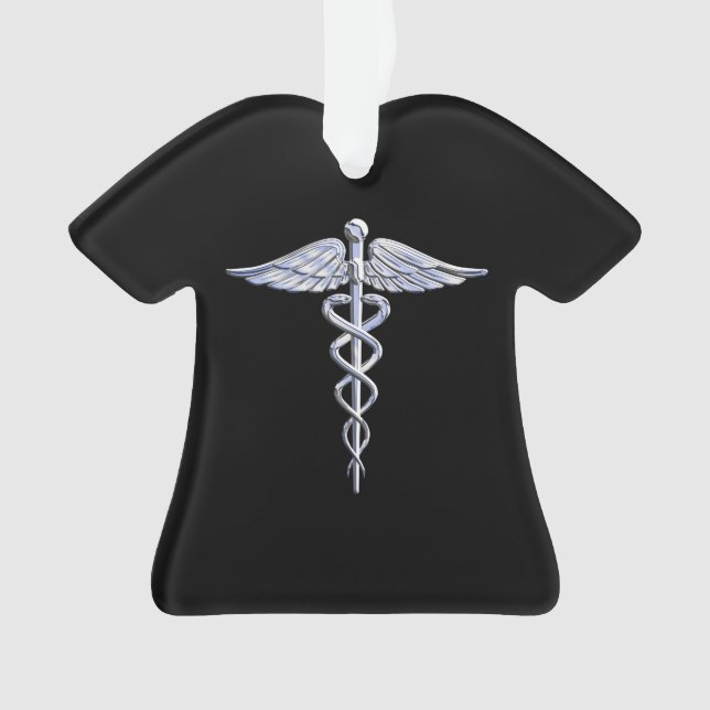 Ornamento Chrome Like Caduceus Medical Symbol (Frente)