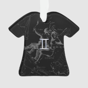 Ornamento Chrome prateado como Gemini Sinal Zodíaco em Hevel